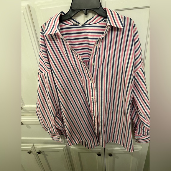 Favorite Daughter Tops - Favorite Daughter the Ex Boyfriend Pink and Blue Striped Shirt